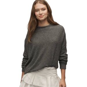 PILCRO Anthropologie Alani Rolled Mock Neck 100% Cashmere Boxy Sweater XS Gray